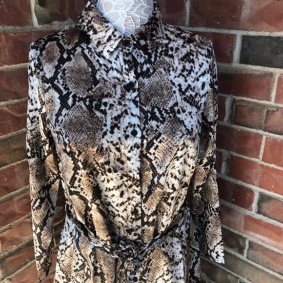 Davi & Dani Animal Python Print Shirt Dress - Picture 6 of 11